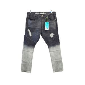 NEW Mens Skinny slim distressed Moto jeans